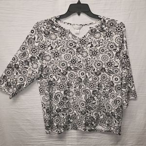 Women's Plus 3/4 Sleeve CJ Banks Floral Top 2x